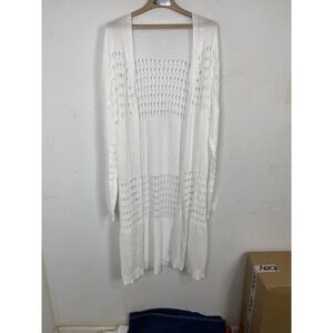 Womens Cardigan 5XL Plus White Beachy Coastal Crochet Duster Fairy Festival